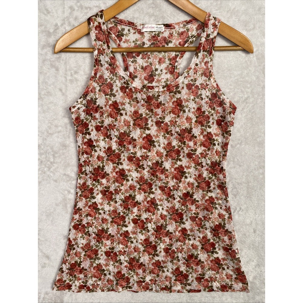 Women's Rose Fairy Tank Top Camisole Floral Romantic Tank Sheer Whimsigoth Small